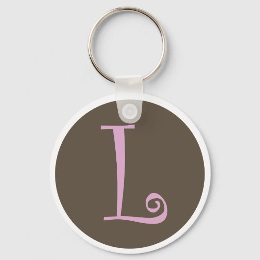 Gewoon bruin en roze Sleutelhanger "L" (Voorkant)