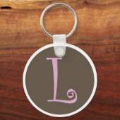 Gewoon bruin en roze Sleutelhanger "L" (Voorkant)