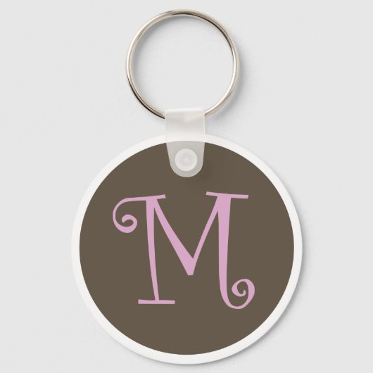Gewoon bruin en roze Sleutelhanger "M" (Voorkant)