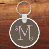 Gewoon bruin en roze Sleutelhanger "M" (Voorkant)