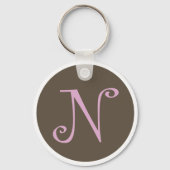 Gewoon bruin en roze Sleutelhanger "N" (Voorkant)
