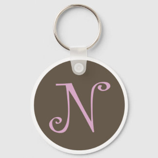Gewoon bruin en roze Sleutelhanger "N"