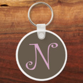 Gewoon bruin en roze Sleutelhanger "N" (Voorkant)