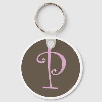 Gewoon bruin en roze Sleutelhanger "P"