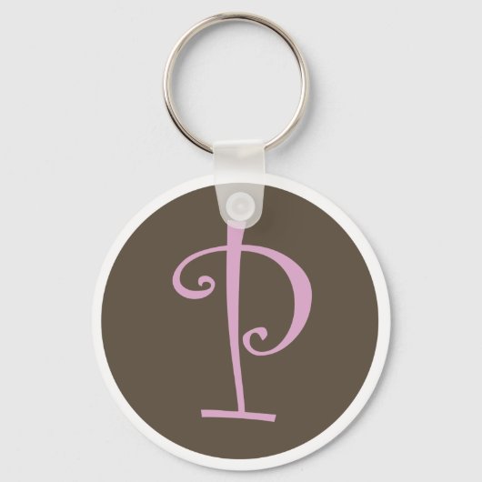 Gewoon bruin en roze Sleutelhanger "P" (Voorkant)