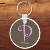 Gewoon bruin en roze Sleutelhanger "P" (Voorkant)