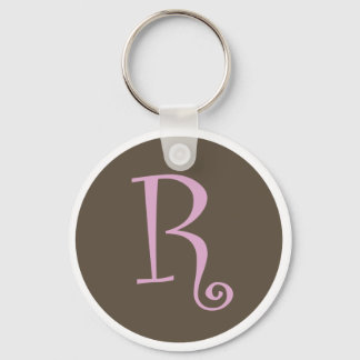 Gewoon bruin en roze Sleutelhanger "R"