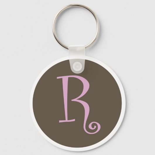 Gewoon bruin en roze Sleutelhanger "R" (Voorkant)