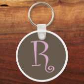 Gewoon bruin en roze Sleutelhanger "R" (Voorkant)