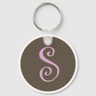 Gewoon bruin en roze Sleutelhanger "S"