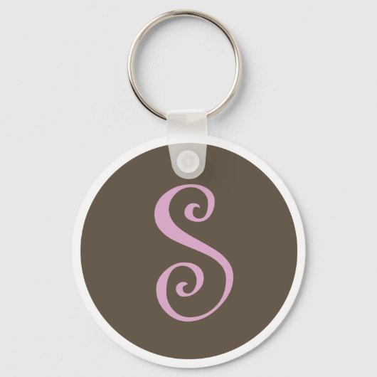 Gewoon bruin en roze Sleutelhanger "S" (Voorkant)