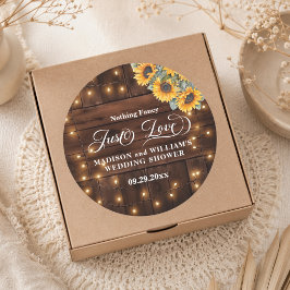 Gewoon Bruine Houten Snoer Lichtjes Huwelijks Brui Ronde Sticker
