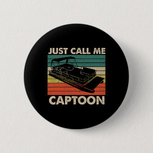 Gewoon Captoon Retro Pontonboot Kapitein Vi Noemen Ronde Button 5,7 Cm