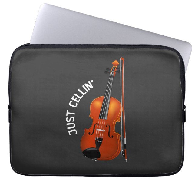 Gewoon Celend Grappig Ontspannen Cello Viool Laptop Sleeve (Voorkant)