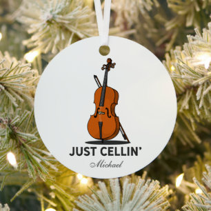 Gewoon Cellin Cellist Muziek Gepersonaliseerd Metalen Ornament