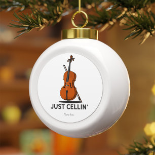 Gewoon Cellin Cellist Uitvoering Muziek Persoonlij Keramische Bal Ornament