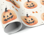 Gewoon charmant Jack-O-Lantern patroon Halloween Cadeaupapier (Rol Hoek)