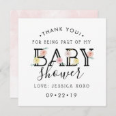 Gewoon Chic Floral Garden Baby shower Dank je wel Bedankkaart (Voorkant / Achterkant)