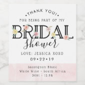 Gewoon Chic Floral Garden Vrijgezellenfeest Dank j Wijn Etiket (Enkel label)