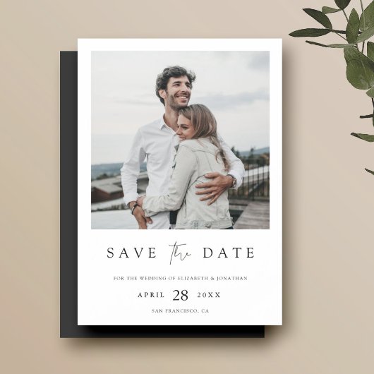 Gewoon Chic Photo Wedding Save the Date Magnet Magnetische Uitnodiging