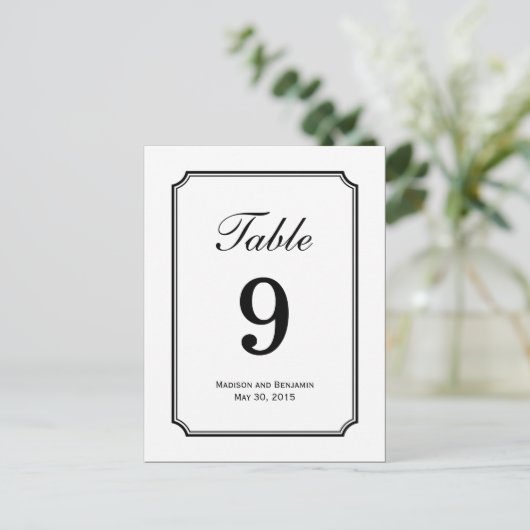 Gewoon Chic Trouwtafel Nummer Kaart (Staand voorkant)