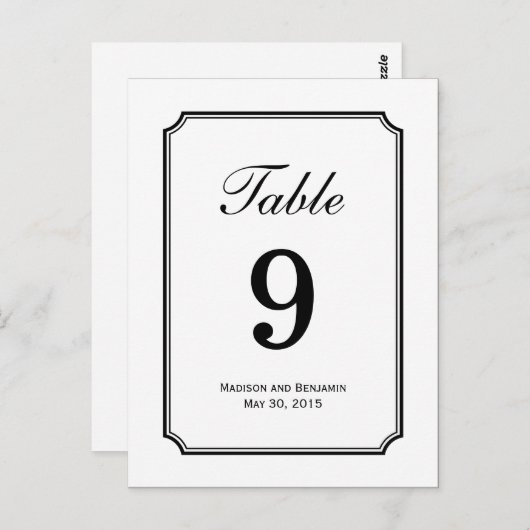 Gewoon Chic Trouwtafel Nummer Kaart (Voorkant / Achterkant)