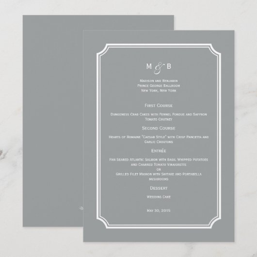 Gewoon Chic Wedding Menu Kaart (Voorkant / Achterkant)