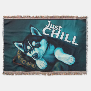 Gewoon chill husky puppy deken
