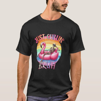 Gewoon Chillen Bruh Grappig Skelet Flamingo Floati T-shirt