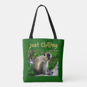"Gewoon Chillen" Green Monkey Print Canvas tas (Achterkant)