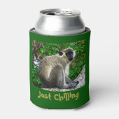 "Gewoon Chillen" Green Monkey Print Koelbox Blikjeskoeler (Blikje Voorkant)