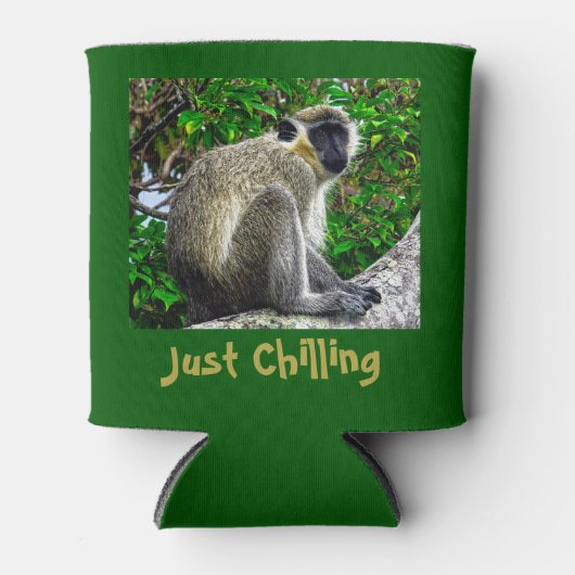 "Gewoon Chillen" Green Monkey Print Koelbox Blikjeskoeler (Voorkant)