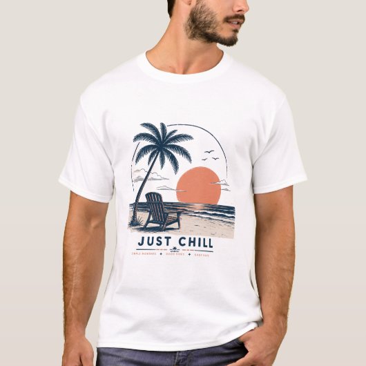 Gewoon Chillen Retro Strand Zonsondergang Shirt |  (Voorkant)