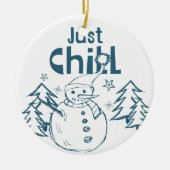 Gewoon Chillen Speelse Kerst Keramisch Ornament (Voorkant)