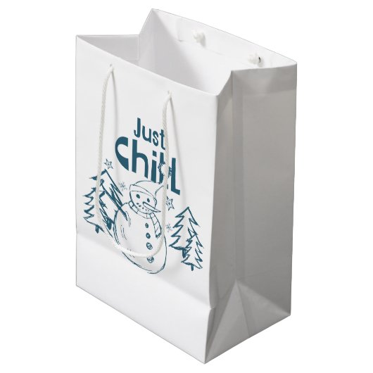Gewoon Chillen Speelse Kerstmis Medium Cadeauzakje (Voorkant Gekanteld)