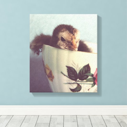 Gewoon Chillin hier in deze Teacup Canvas Afdruk (Insitu (Houten vloer))
