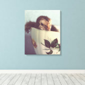 Gewoon Chillin hier in deze Teacup in Sepia Canvas Afdruk (Insitu (Houten vloer))