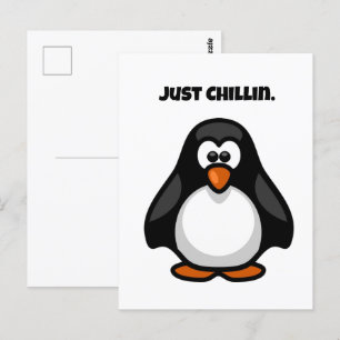 Gewoon Chillin Penguin Funny Hanging Out Cartoon Briefkaart