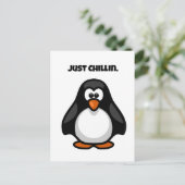 Gewoon Chillin Penguin Funny Hanging Out Cartoon Briefkaart (Staand voorkant)
