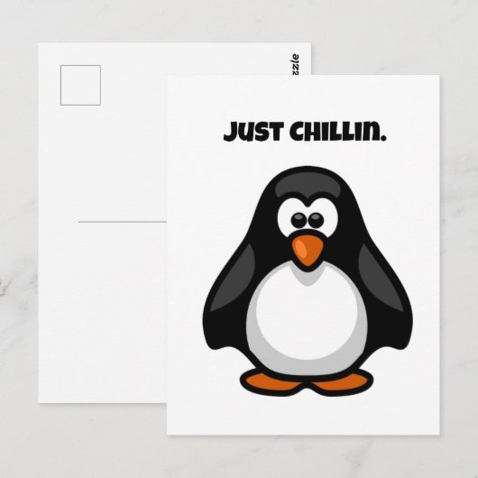 Gewoon Chillin Penguin Funny Hanging Out Cartoon Briefkaart (Voorkant / Achterkant)