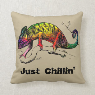 Gewoon chillin' - Rainbow Chameleon Lizard Kussen
