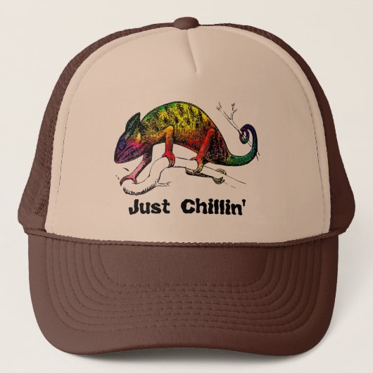 Gewoon Chillin 'Rainbow Chameleon Lizard Trucker Pet (Voorkant)