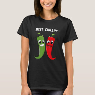 Gewoon chillin schattige rode hete rode chili pepe t-shirt