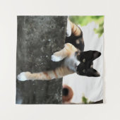 Gewoon Chillin Tricolor Cat Pet Portait Wandkleed (Voorkant (horizontaal))