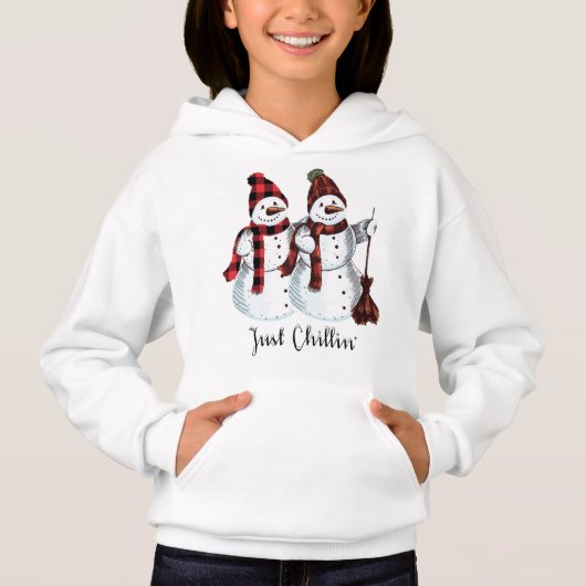 Gewoon Chillin Twins Snowman Funny Chirstmas Hoodi (Voorkant)