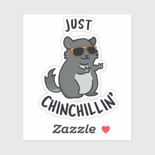 Gewoon Chin-Chillin Funny Chinchilla Pun Sticker (Vel)