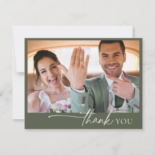 Gewoon chique bruiloft dank u Moss Green ID1046 Bedankkaart (Voorkant)