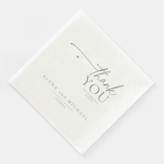 Gewoon chique bruiloft dank u parel wit ID1046 Servet (Hoek)