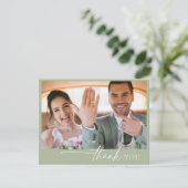 Gewoon chique bruiloft dank u Sage Green ID1046 Bedankkaart (Staand voorkant)