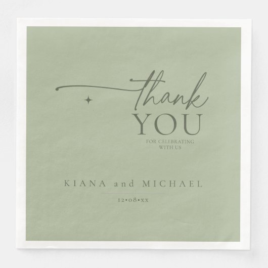 Gewoon chique bruiloft dank u Sage / Moss ID1046 Servet (Voorkant)